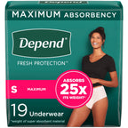 Depend Fresh Protection Adult Incontinence & Postpartum Bladder Leak Underwear for Women, Disposable, Maximum, Small, Blush, 19 