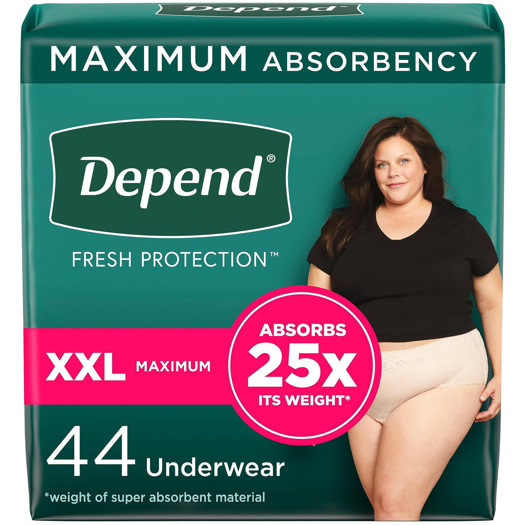 Depend Fresh Protection Adult Incontinence & Postpartum Bladder Leak Underwear for Women, Disposable, Maximum, Extra-Extra-Large