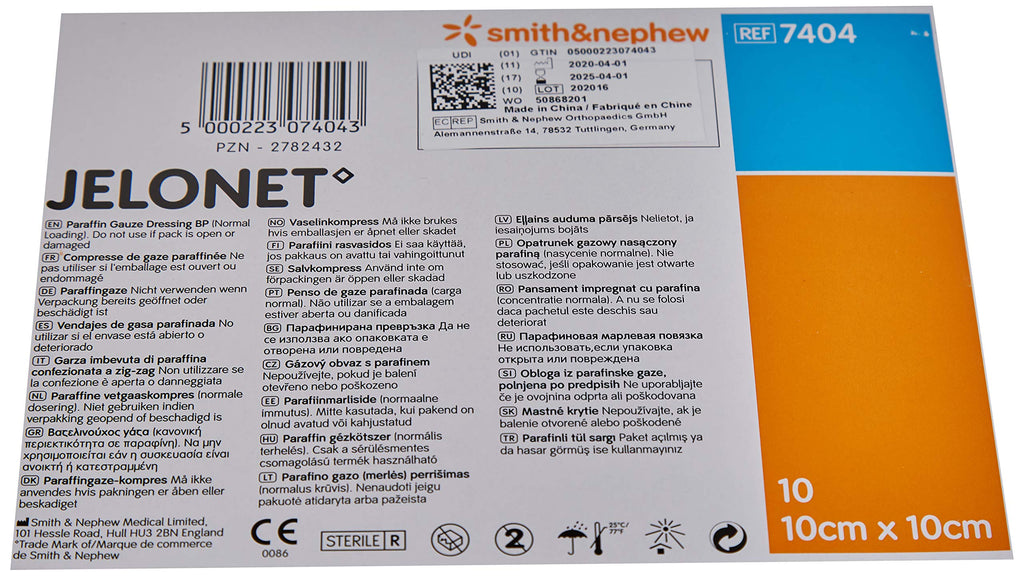 Smith & Nephew Jelonet Dressing (X10) 10Cm X 10Cm