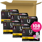 U by Kotex Balance Ultra Thin Overnight Pads with Wings, Extra Heavy Absorbency, 108 Count (6 packs of 18) (Packaging May Vary)