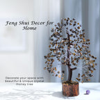 PYOR Tigers Eye, Healing Crystal, Positive Stones, Gem, Money Crystal, Gemstone Bonsai Tree, Positive Energy Decor