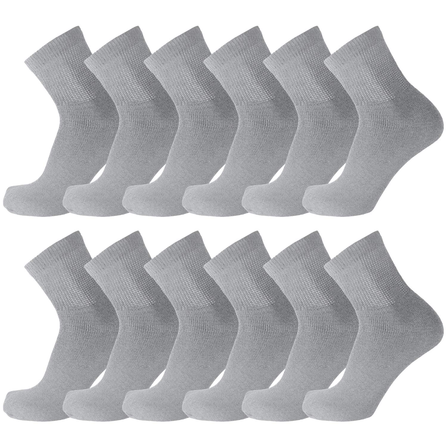 Big and Tall Diabetic Neuropathy Ankle Socks, King Size Mens Athletic Quarter Socks (Size: 13-16) (Gray, 12)