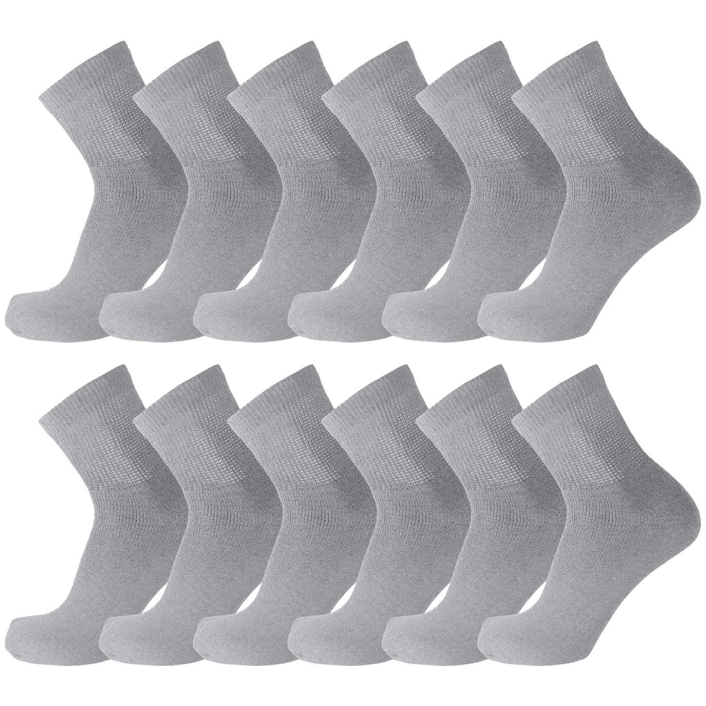 Big and Tall Diabetic Neuropathy Ankle Socks, King Size Mens Athletic Quarter Socks (Size: 13-16) (Gray, 12)