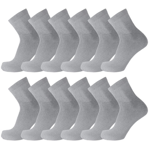 Big and Tall Diabetic Neuropathy Ankle Socks, King Size Mens Athletic Quarter Socks (Size: 13-16) (Gray, 12)