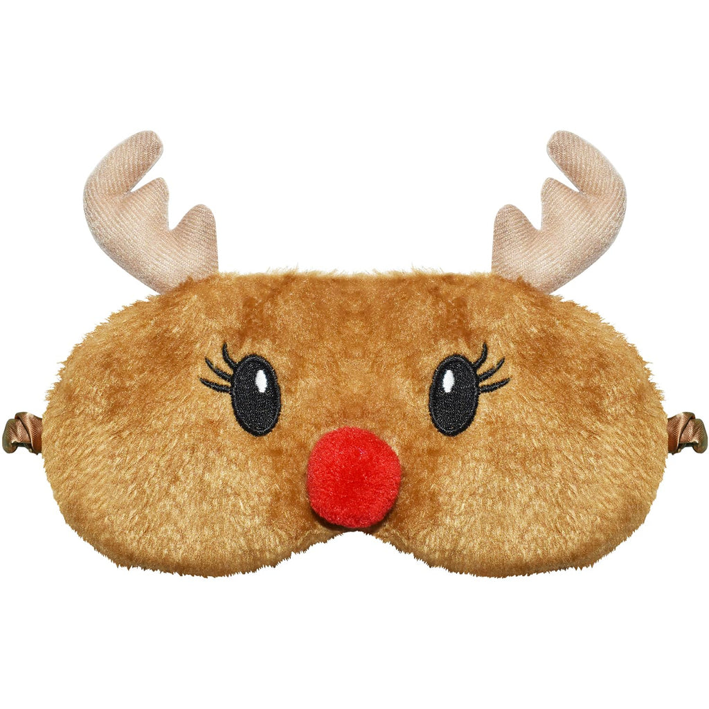 FUNAUPGO Christmas Reindeer Sleeping Mask Eye Mask Cute Animal Rudolph Sleep Mask Soft Plush Blindfold Funny Eye Cover Eyeshade 
