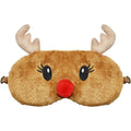 FUNAUPGO Christmas Reindeer Sleeping Mask Eye Mask Cute Animal Rudolph Sleep Mask Soft Plush Blindfold Funny Eye Cover Eyeshade 
