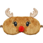 FUNAUPGO Christmas Reindeer Sleeping Mask Eye Mask Cute Animal Rudolph Sleep Mask Soft Plush Blindfold Funny Eye Cover Eyeshade 