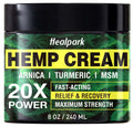 Natural Hemp Cream 8 fl oz - Maximum Strength - Arnica,MSM, Turmeric, Emu Oil, Menthol, Aloe - Muscle, Joint, Nack, Shoulder, Ba