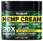 Natural Hemp Cream 8 fl oz - Maximum Strength - Arnica,MSM, Turmeric, Emu Oil, Menthol, Aloe - Muscle, Joint, Nack, Shoulder, Ba