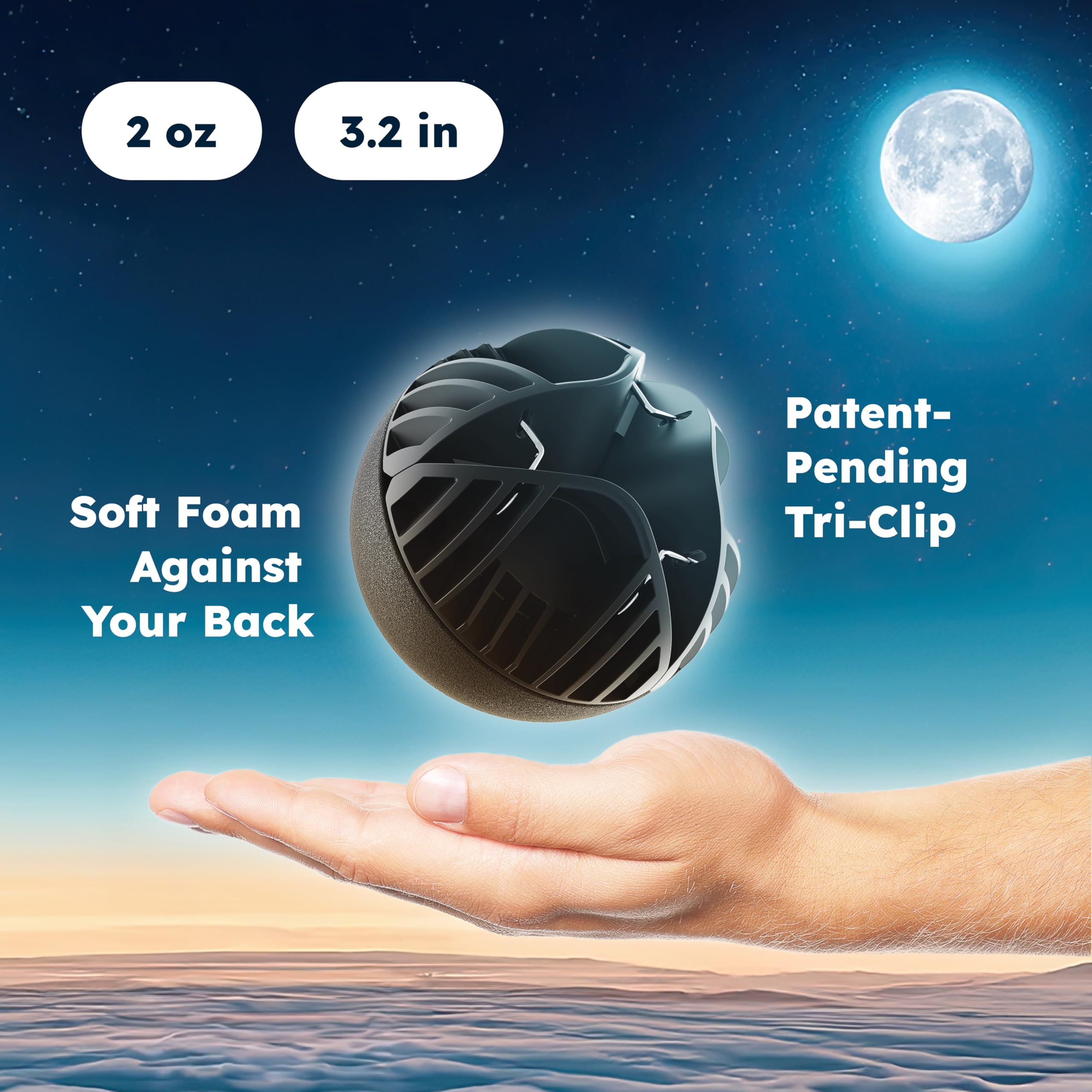 Ball for Side Sleep Posture - Calma Clip v2 by Whole Nights, Sleep Aid for Back Snorers, Anti Snoring Device, Attaches to Any Cl