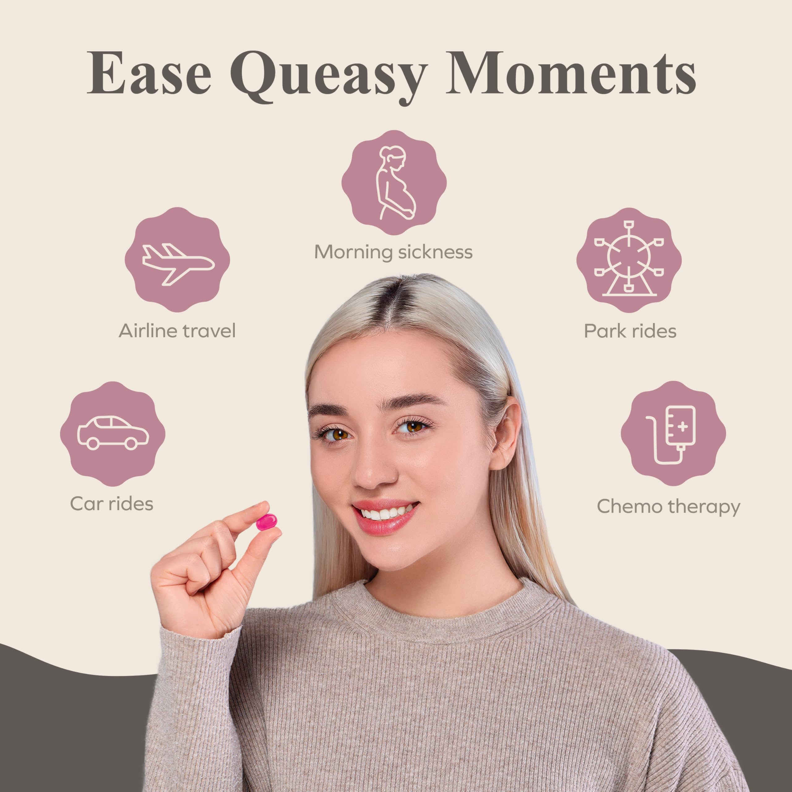 Three Lollies Queasy Drops Sugar Free - Relief from Nausea & Travel Sickness, Alleviates a Dry Mouth, Non-Drowsy Natural Ingredi