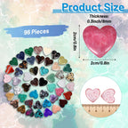 96Pcs Heart Shaped Crystals Stones, 0.8in Worry Stones Bulk Crystals and Healing Stone, Natural Crystal Gemstones Mix-Color Set