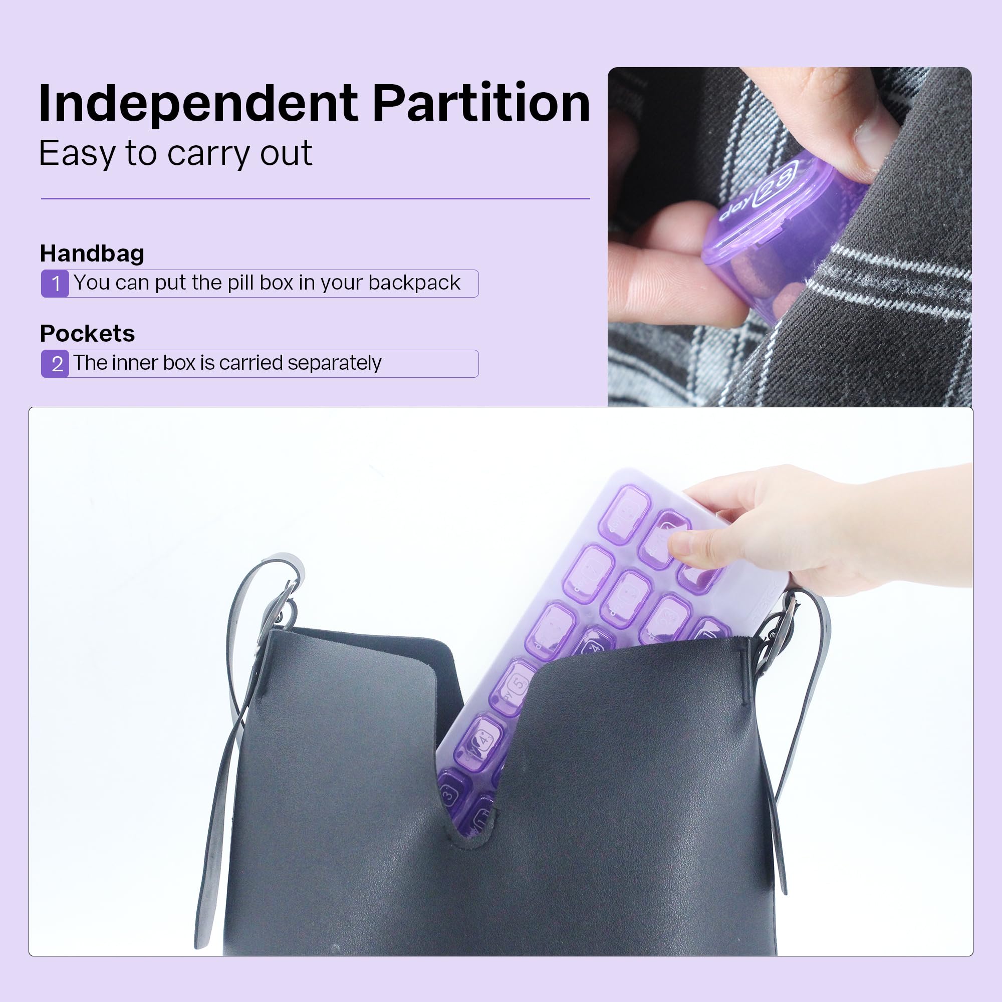UHZBTEC Monthly 31 compartments Pill Organizer Day Pill Organizer for Medicine Vitamin Holder Container (Purple)