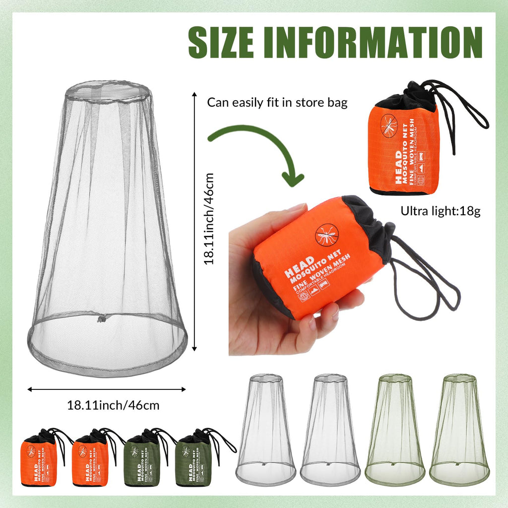 HESTYA 4 Pack Mosquito Net Face Mesh Net Protecting Net for Outdoor Hiking Camping Climbing Mosquito Fly Insects Preventing (Gra