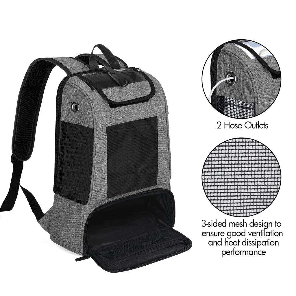 CURMIO Portable Oxygen Concentrators Backpack, Universal POC Travel Carrying Bag with Mesh Panels for Breathability, Compatible