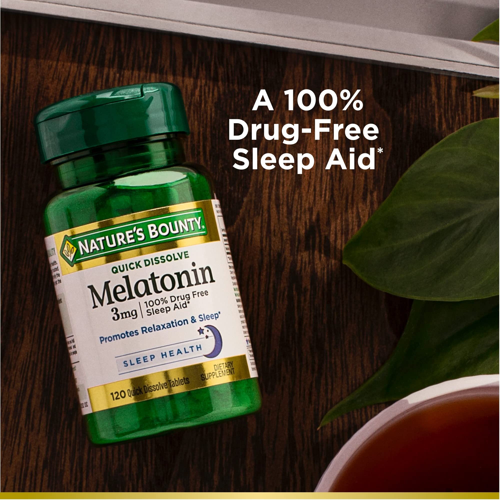 Natures Bounty Melatonin 3mg, 100% Drug Free Sleep Aids for Adults, Supports Relaxation and Sleep, Dietary Supplement, 240 Count