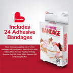 BioSwiss Bandages, Cupcake Shaped Self Adhesive Bandage, Latex Free Sterile Wound Care, Fun First Aid Kit Supplies for Kids, 24