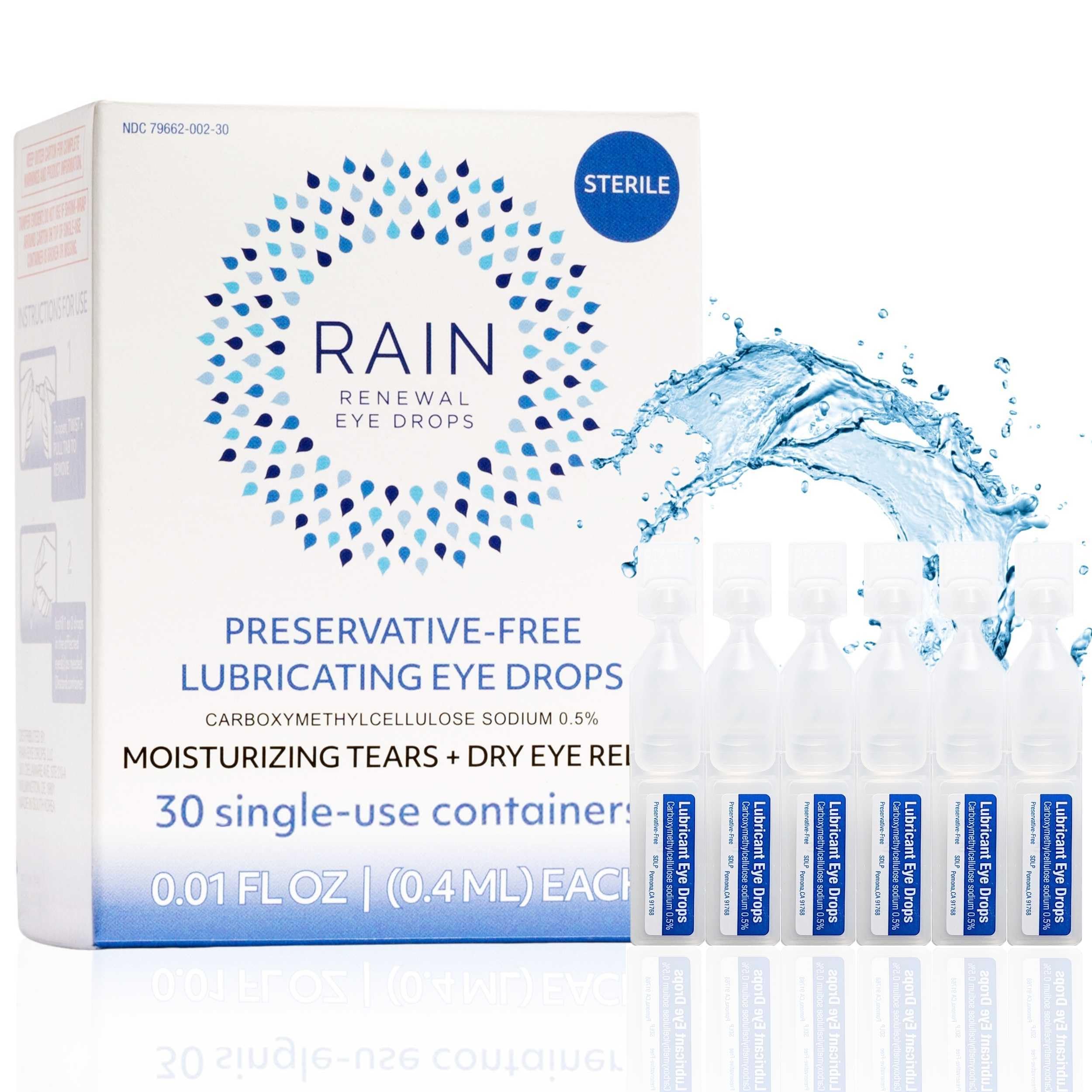 Rain Preservative Free Eye Drops for Severe Dry Eyes - More Natural Eye Drops for Dry Eye Relief - Proprietary Formula Relieves 