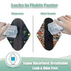 Wegreeco Reusable Menstrual Pads - Sanitary Pads and Panty Liners | Soft Cloth - 6 Pack With 1 Mini Wet Bag (Large, Dandelion)