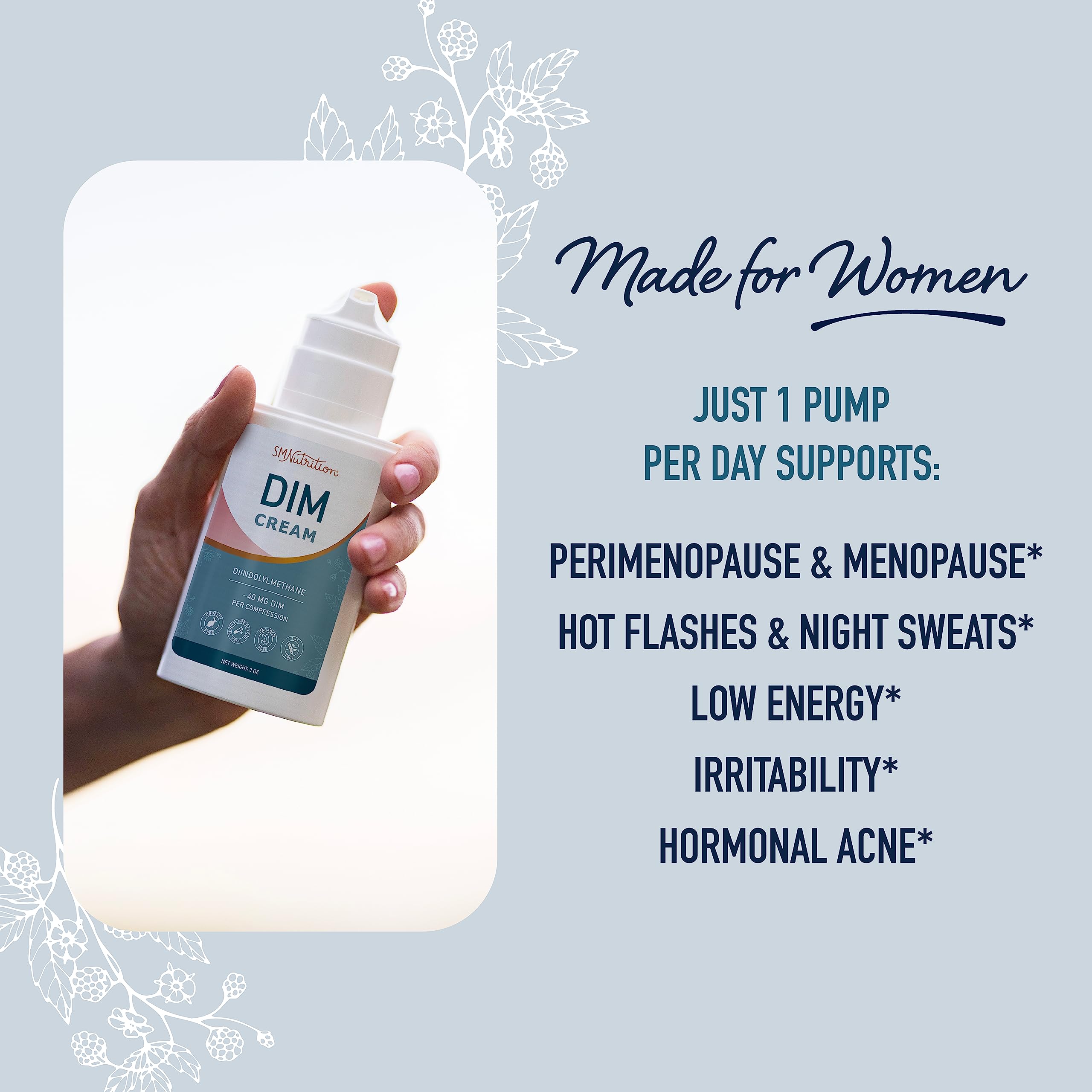 DIM Cream Supplement | Hormone Balancing Cream for Women | Diindolylmethane Supports Estrogen Balance & Relief for Menopause, Pe