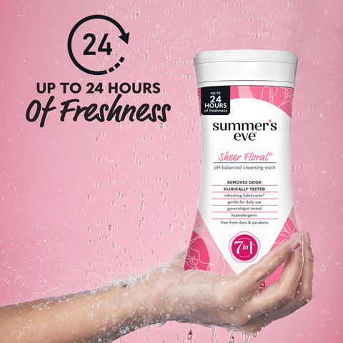 Summer's Eve Sheer Floral Refreshing Daily All Over Feminine Body Wash, Removes Odor, Feminine Wash pH Balanced, 9 fl oz, 12 Pac
