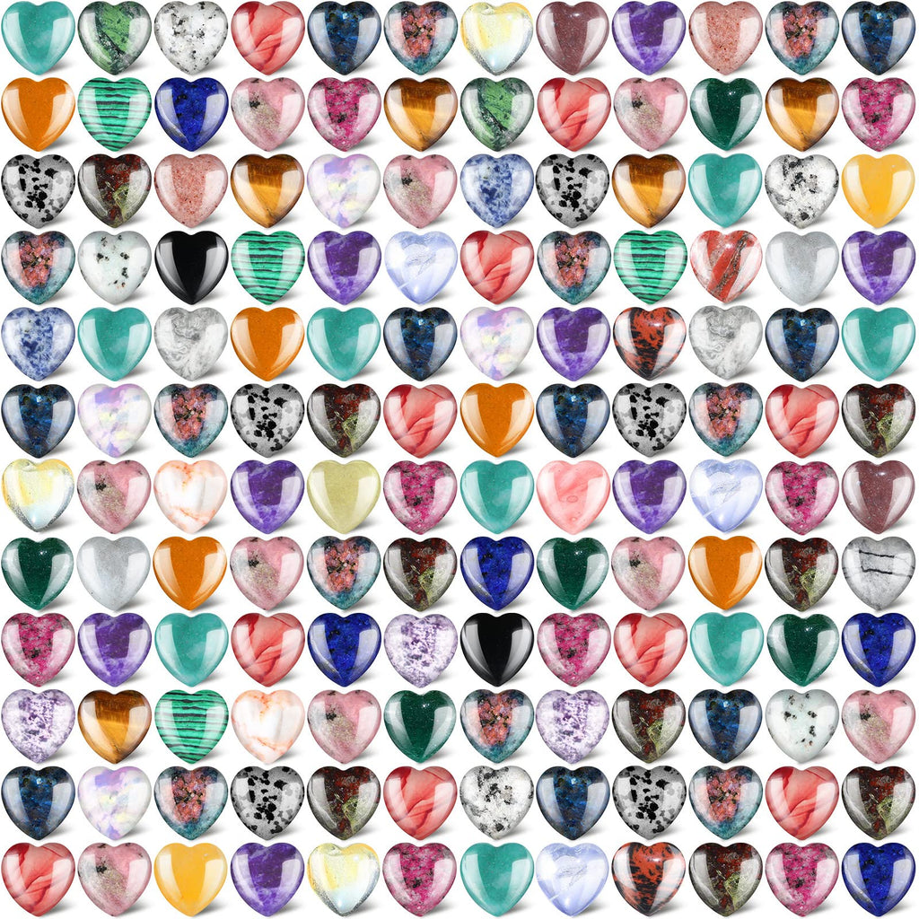 Nuenen 200 Pieces Valentine's Day Heart Shaped Crystal Bulk 0.8 Inch Worry Stones Valentine Mother's Day Gift Crystals Love Gems