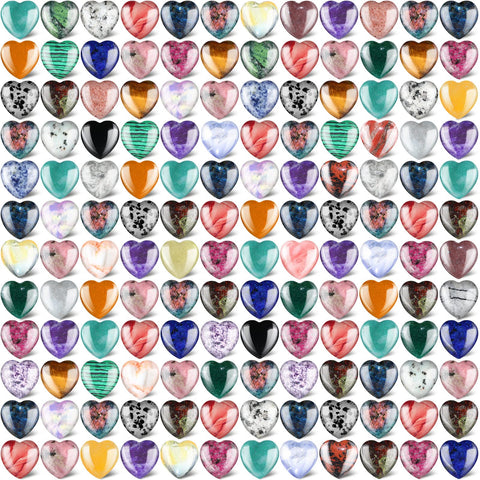 Nuenen 200 Pieces Valentine's Day Heart Shaped Crystal Bulk 0.8 Inch Worry Stones Valentine Mother's Day Gift Crystals Love Gems