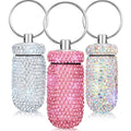 3 Pieces Bling Pill Container Portable Pill Bottle Case Travel Pill Holder Storage with Keychain for Outdoor Camping Traveling (