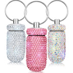 3 Pieces Bling Pill Container Portable Pill Bottle Case Travel Pill Holder Storage with Keychain for Outdoor Camping Traveling (