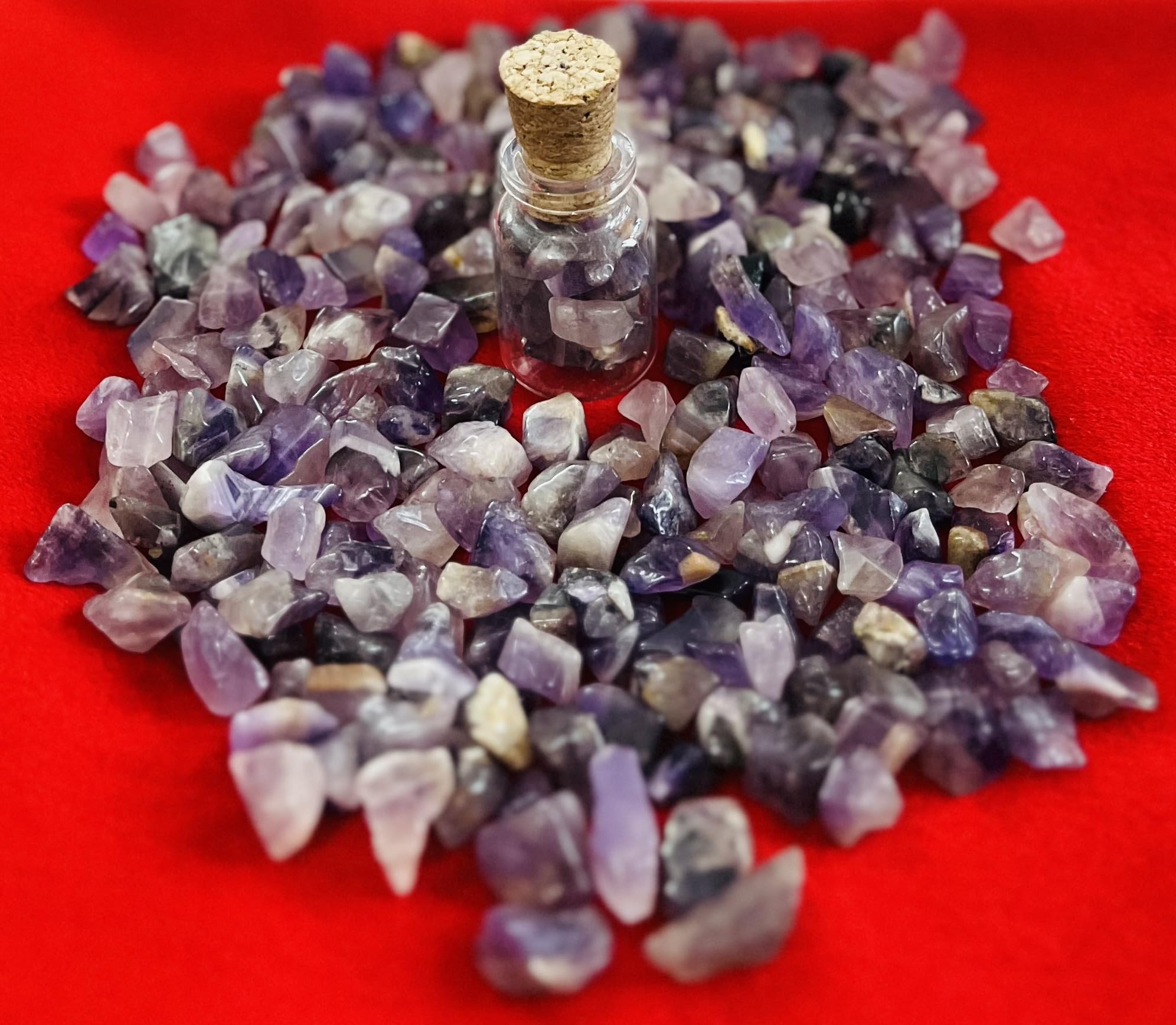 Indian Consigners Natural Crushed Polished Tumbled Gem Stone Chips, Decoration & Healing Crystals (Amethyst)