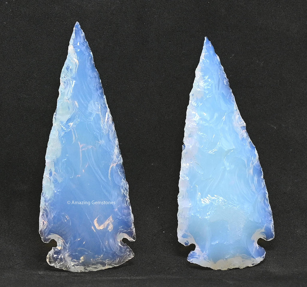 Amazing Gemstone 2 Pieces Opalite Arrowhead, Crystal and Healing Stone Flint Rock Arrow Head - 2 to 3 Arrowheads for DIY Project