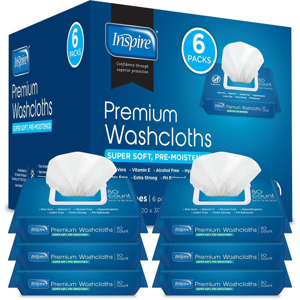 Inspire Adult Wet Wipes, Adult Wash Cloths, Adult Wipes for Incontinence & Cleansing for Elderly, 8x12 (300 count)