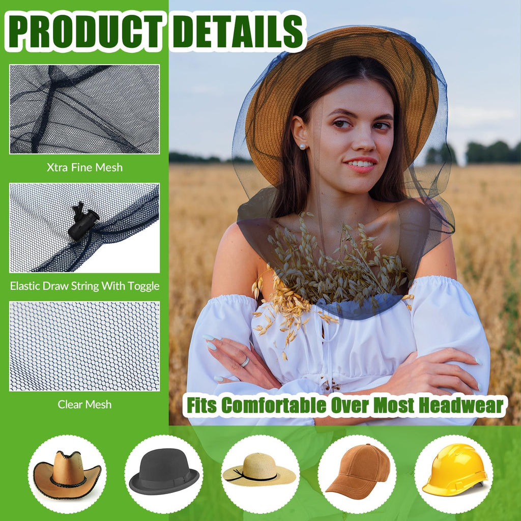 Hestya 4 Pack Mosquito Face Mesh Net Protecting Net for Outdoor Hiking Camping Climbing Mosquito Fly Insects Preventing (Blue)