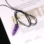 Runyangshi Dream Amethyst Pendants Single Pointed Natural Crystal Quartz Necklace 6 Faceted Chakra Crystal Wand For Men Women Ha