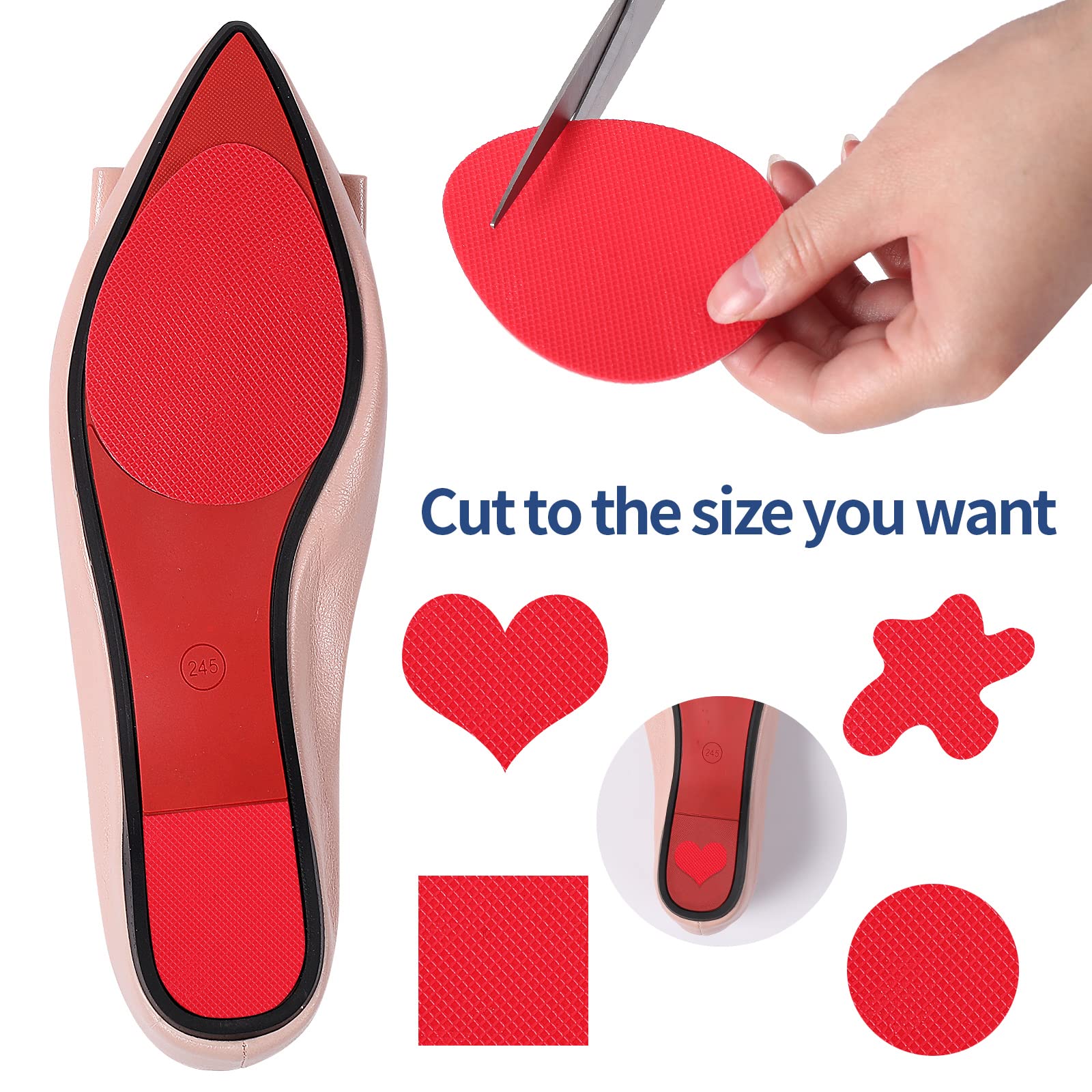 CZBYXA12 Red Bottom Shoe Sole Protector Compatible with Christian Louboutin Heels | Non-Slip Sole Pads for Shoes | Anti-Slip Gri