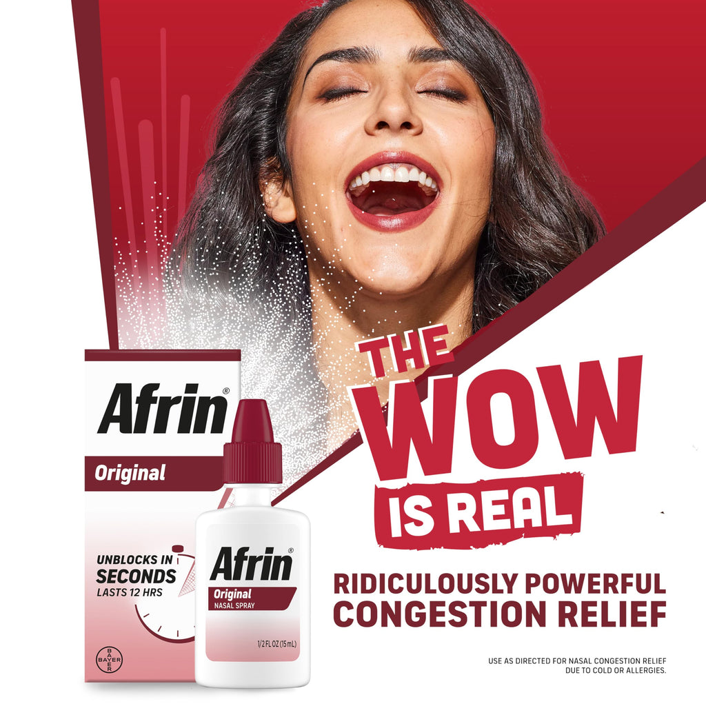 Afrin Original Strength Nasal Decongestant Spray 0.5 Fl Oz, Pack of 6