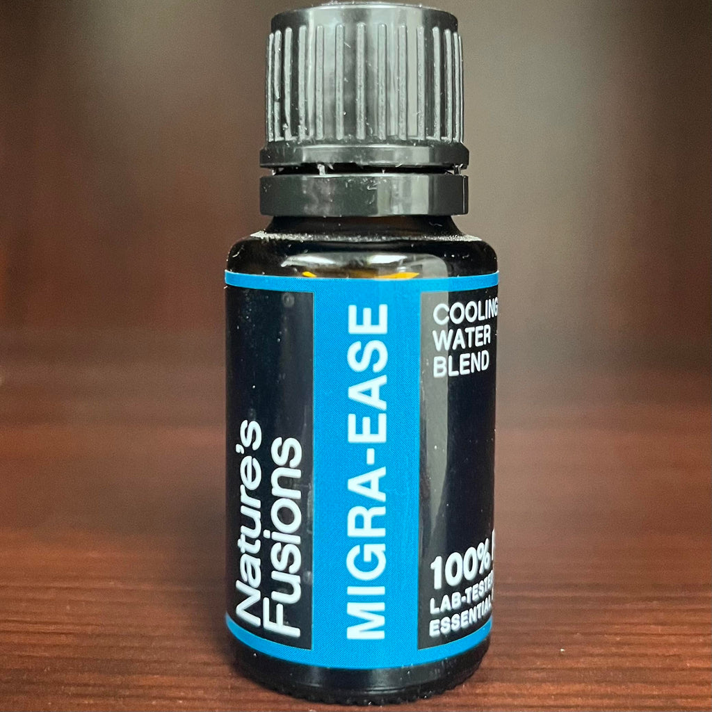 Natures Fusions MigraEase Pure Essential Oil Blend (15ml) - Peppermint, Lavender, Ginger, Roman & German Chamomile, Blue Tansy,