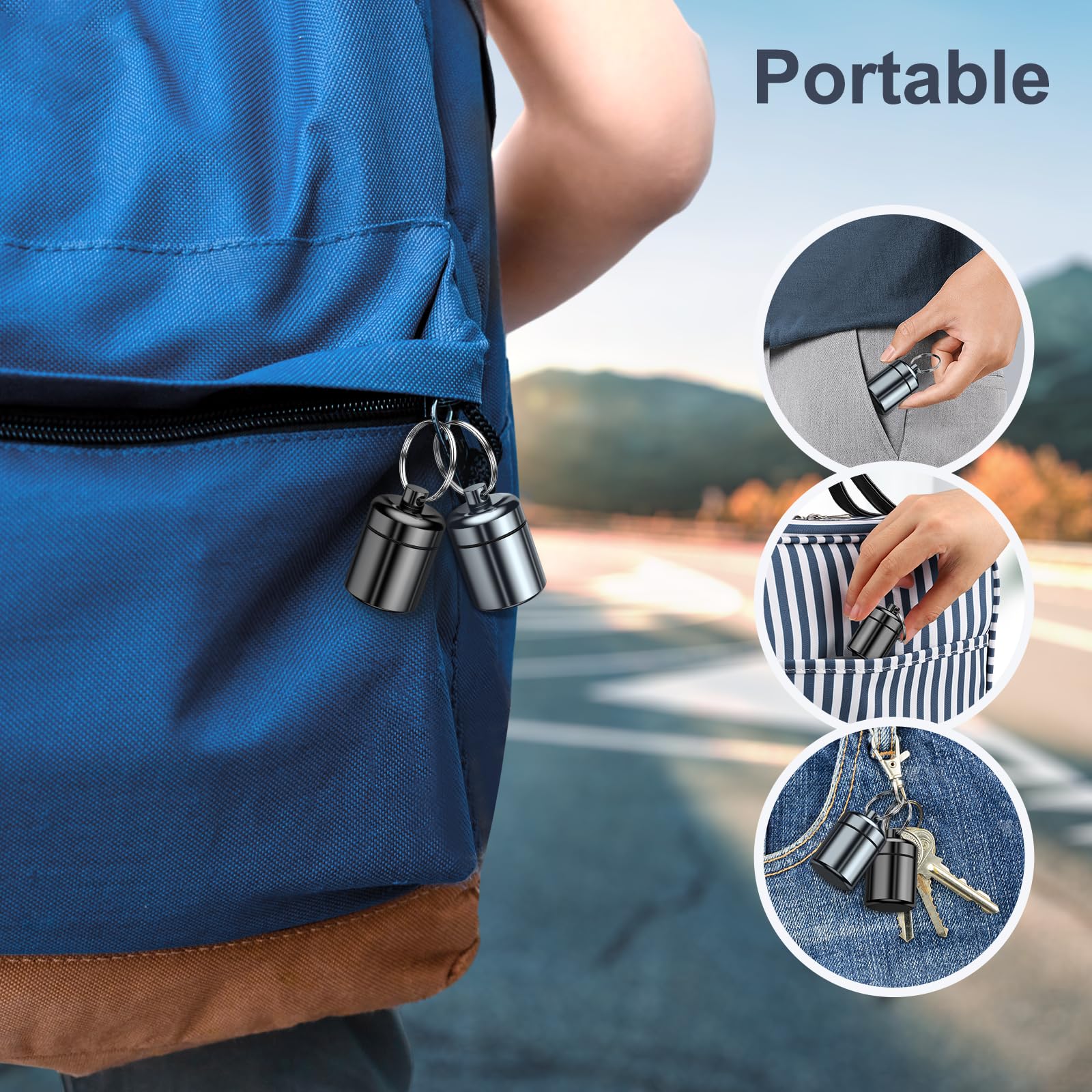 2 Pack Mini Pill Case Small Pill Holder Keychain for Purse - Portable Travel Pill Container Keychain, Waterproof Metal Daily Pil