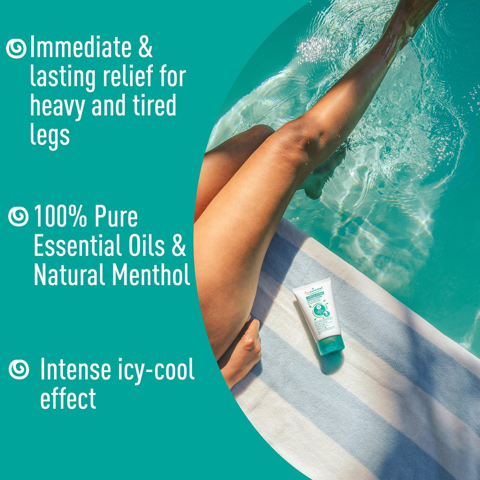 Puressentiel Soothing Gel for Tired Feet, Ankles, Legs - Aromatherapy Lotion with 17 Essential Oils for Body and Skin - Instant,