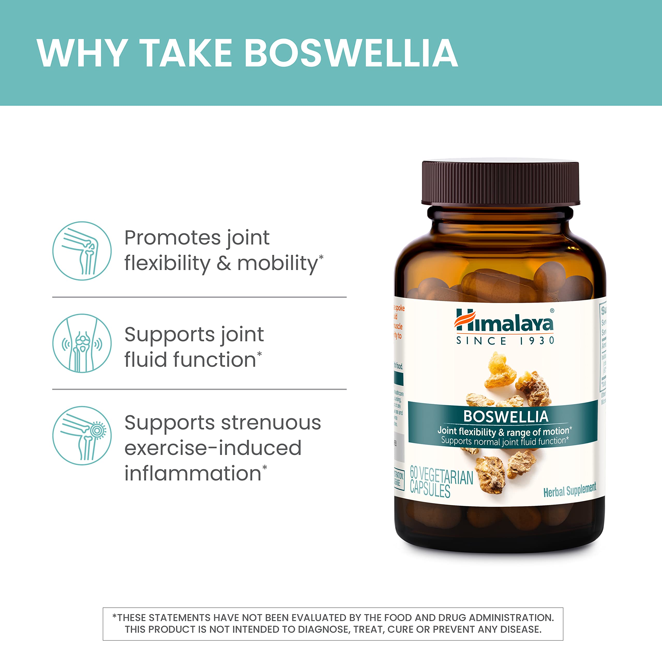Himalaya Boswellia, Joint Support for Mobility and Flexibility, Promotes Tissue Preservation, 250 mg, 60 Capsules, 1 Month Suppl