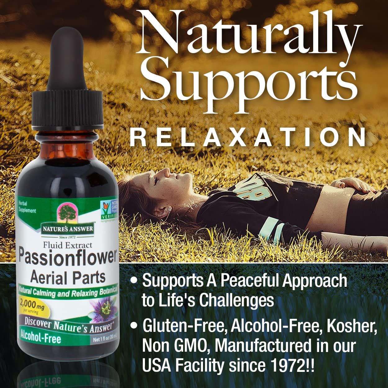Nature's Answer Passion Flower | Super Concentrated | Liquid Herbal Tincture Supplement Drops | Natural Calming Botanical | Non-