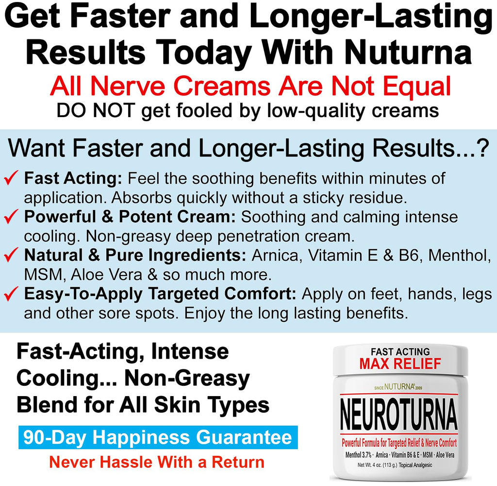 Neuropathy Nerve Relief Cream - Fast Acting Max Relief for Feet Hands Legs Toes Back - Ultra Strength Menthol Arnica Aloe Vera M