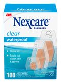 Nexcare Waterproof Bandages, Stays on in the Pool, Holds for 12 Hours, Clear Bandages for Fingers and Elbows - 100 Pack Waterpro