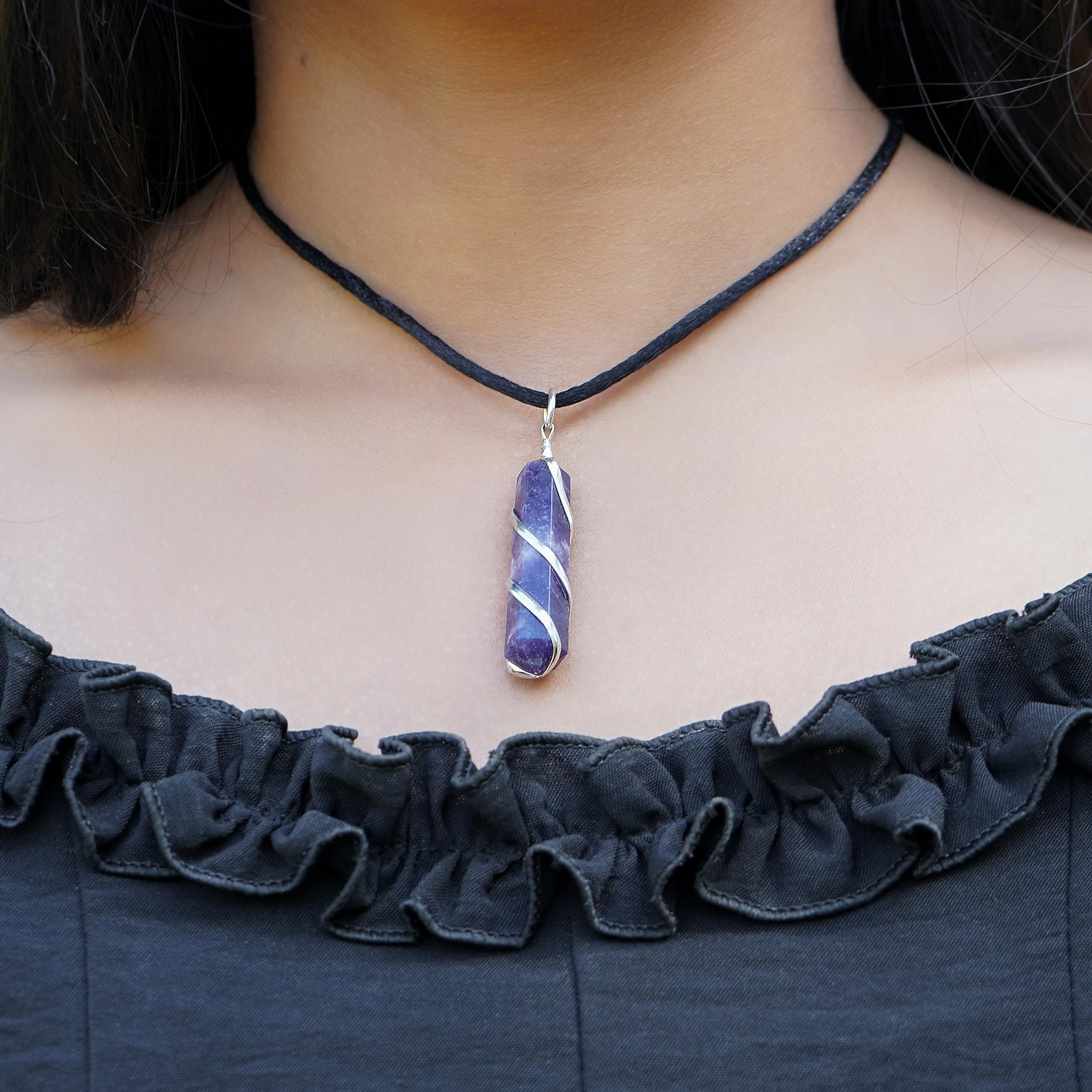 Sugandha Wellness Lepidolite Healing Crystal Necklace - Stress Relief & Clarity. Inner Peace & Calm. Mood Stabilizer. Jewelry Gi