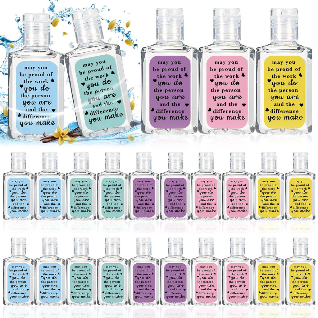 Sacubee 50 Pcs Thank You Gifts for Coworker Mini Hand Sanitize Gel Bulk Scent Hand Sanitizer Travel Size Inspirational Appreciat