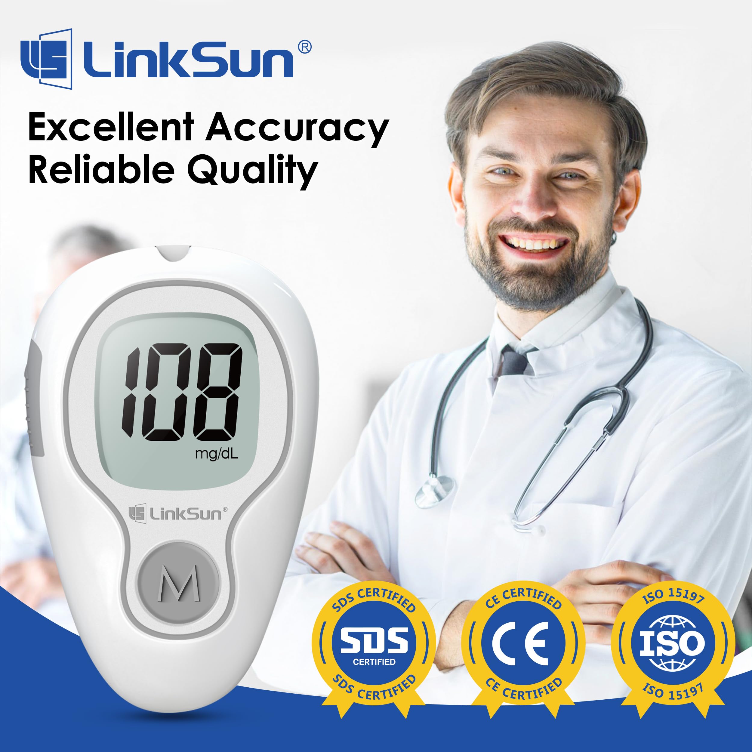 G-425-3 Blood Glucose Monitor Kit, 100 Test Strips, 100 Lancets, 1 Blood Sugar Monitor, 1 Lancing Device, Diabetes Testing Kit N