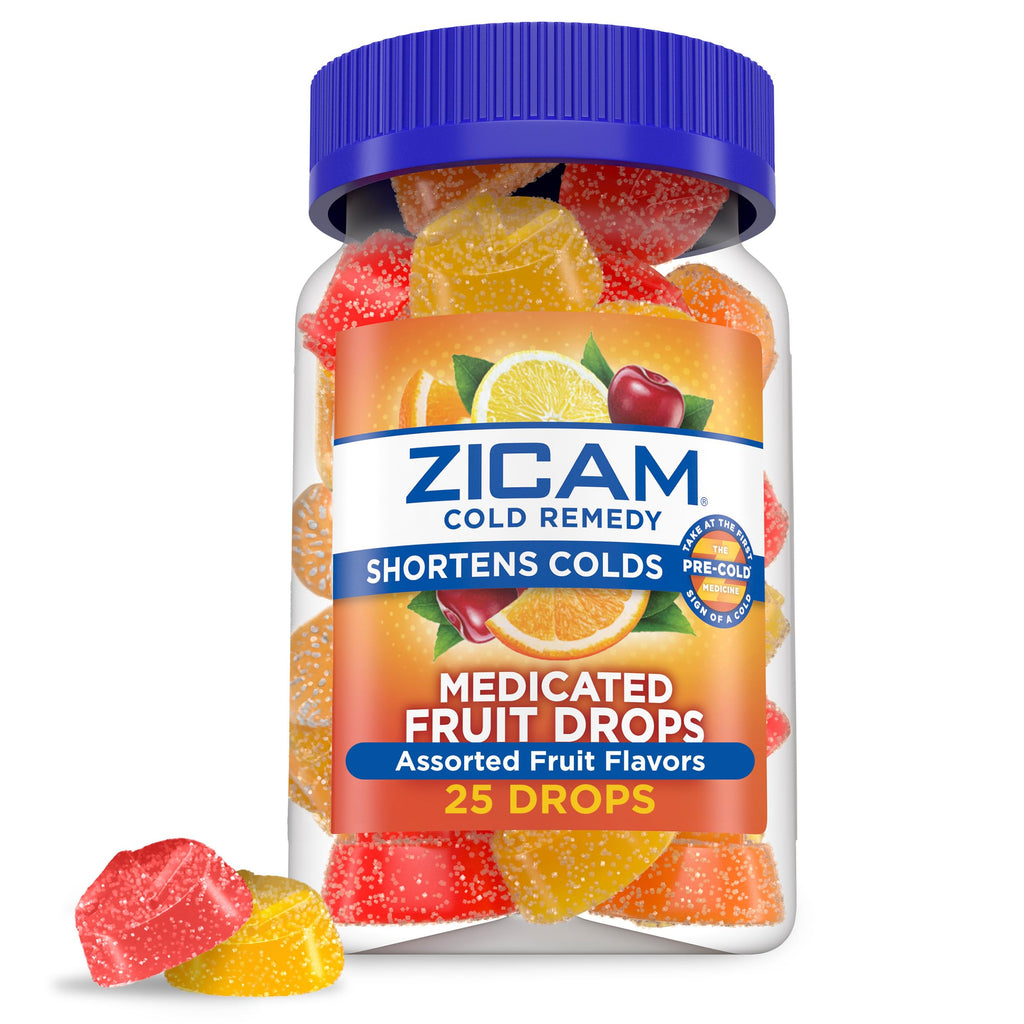 Zicam Cold Remedy Zinc Medicated Fruit Drops, Assorted Flavors, Homeopathic, Cold Shortening Medicine, Shortens Cold Duration, 2