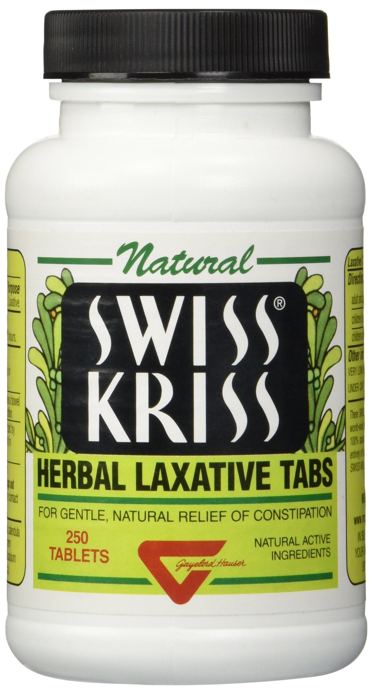 Swiss Kriss Herbal Laxative Tablets, 250 Count (Pack of 12)