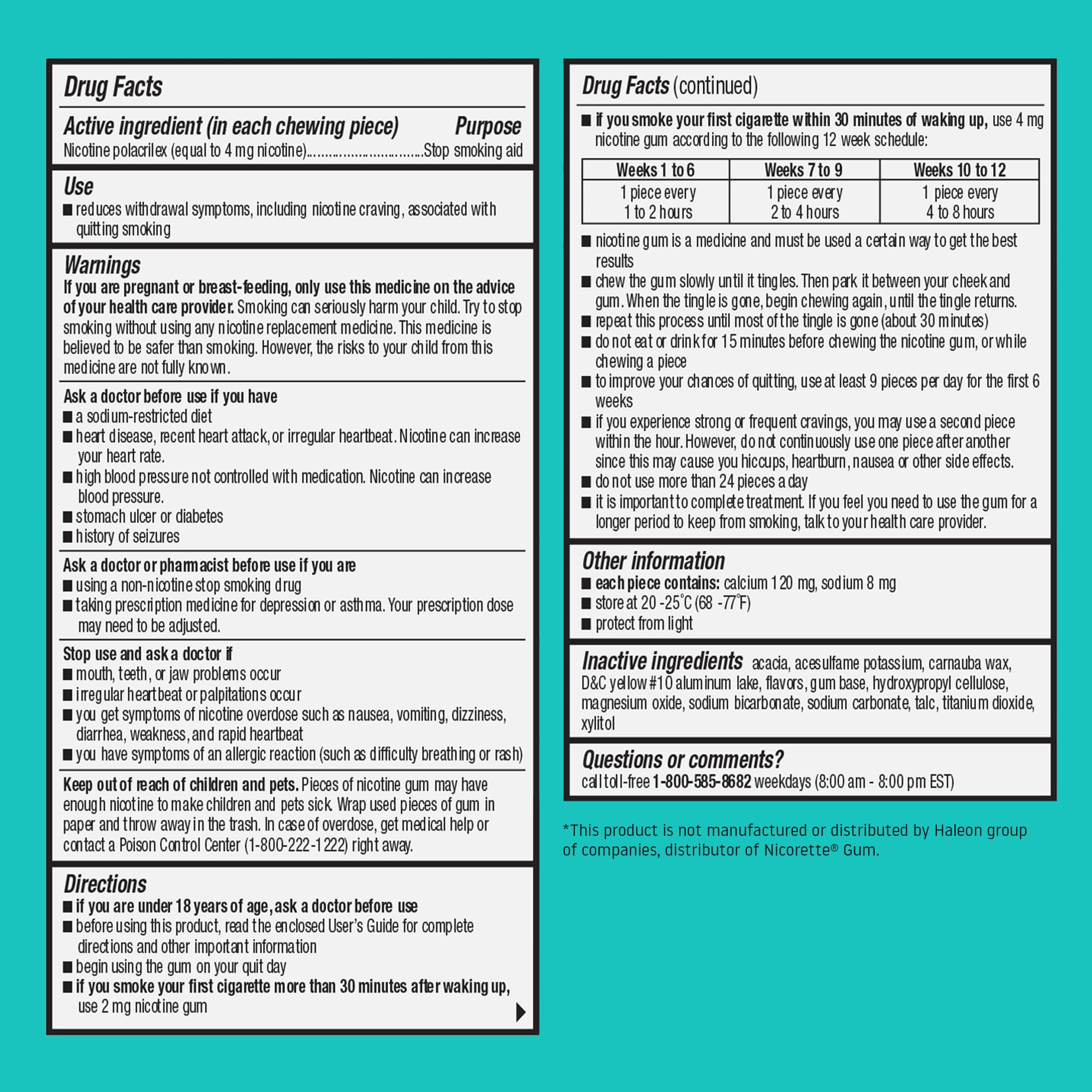 Habitrol Nicotine Gum - 4 mg, Mint Flavor, 150 Count - Reduces Cravings & Helps Quit Smoking