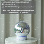 SCANDINORDICA Disco Ball Diffuser Rotating - 300ML Essential Oil Diffuser with Whisper Quiet Operation, 7 Color Night Light & 4